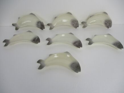 set of 7 Fish Bones Plates Vintage Waechtersbach West Germany Porcelain HTF