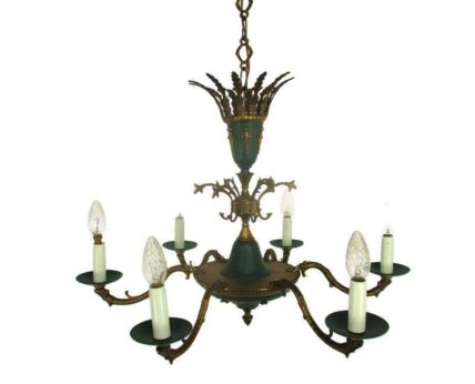 6 Arms Lights Chandelier Revival French Empire Impressive Toleware Lovely
