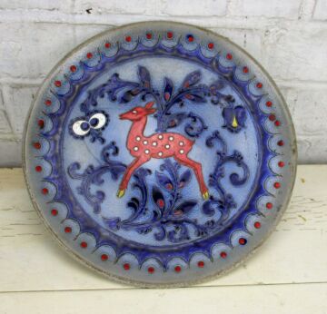 Beautiful Cobalt Blue Wall Plate Charger Merkelbach Grenzhausen Germany Deer