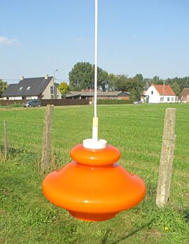Vintage Atomic Orange Opaline Cased Glass Lamp 60's 70's Chandelier