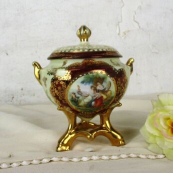 Candy Dish Bowl with Lid Centerpiece Marked Ludwigsburg Porcelain