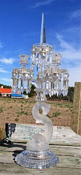 Stunning Large Baccarat French Candelabra Crystal Dolphin Prisms Marked Rare