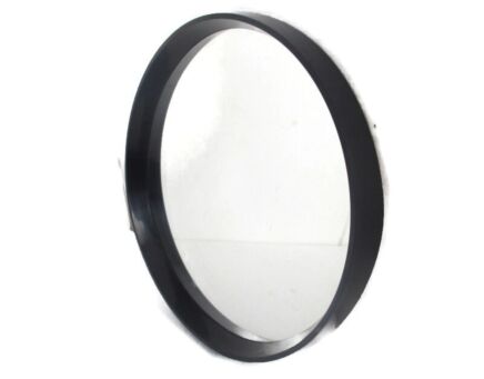 Vintage Round Black Plastic Framed Bathroom Mirror Seventies  Schöninger Germany