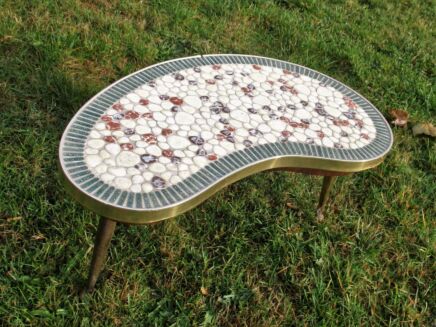 Retro Kidney Tripod Coffee Table Side Table Atomic Mid Century Modern mosaic