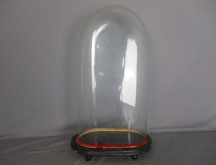 Antique Victorian Oval Hand Blown Glass Globe Dome Doll Clock 18.5" H 9.52' W