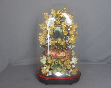 Antique 1800 Victorian French Bridal Wedding Dome Gold Gilt leafs Ormolu Birds