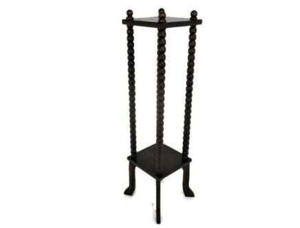 Tall Jacobean Bobbin Legs Wood Side Occasional Table Pedestal Plant Stand Two Tier Beautiful Stylish
