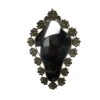 Large Ornate Oval Brass Wall Hanging Mirror Romantic Hollywood Regency WOW