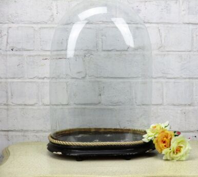 Victorian Antique Oval Hand Blown Glass Dome Globe Mantle Clock Steampunk 15.35"