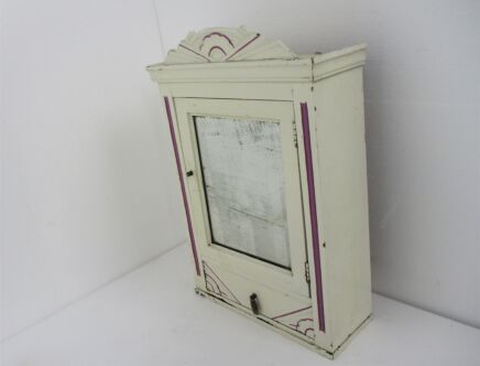 Vintage hand Carved Wood pharmacy Bathroom Medicine Wall Cabinet Apothecary two Toned Barn Country Farmhouse