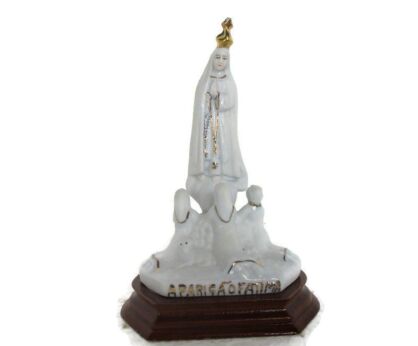 Bisque Porcelain Small Vintage Our Lady Fatima Statue Portugal Lovely Rare 4.72"