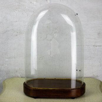 L Antique Victorian Oval Hand Blown Glass Globe Dome Steampunk Clock 17.71"