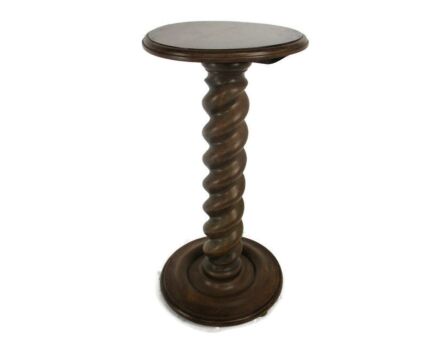 Hand Carved Wood Barley Twist Side Display Wine Table Pedestal Plant Stand 27.16"