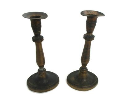 Antique Bauhaus Art Nouveau Candle Sticks Candle Holders Copper
