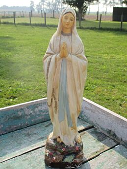 Figurine Lourdes Virgin Mary Madonna Plaster statuette 15.94" French Toulouse