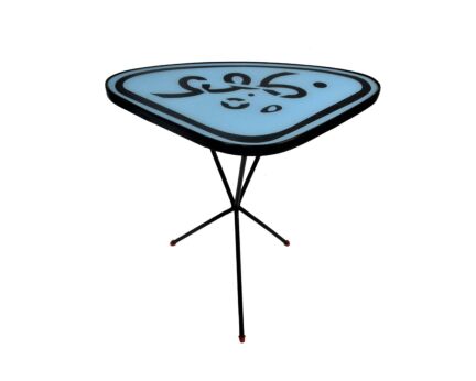 Vintage Small Side Coffee Table Plant stand Tripod Pop Art Andy Warhol style HTF Blue Rare