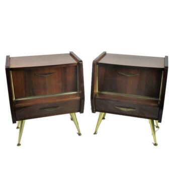 Retro Pair Couple Vintage Nightstands End tables Mid Century Modernist Wood