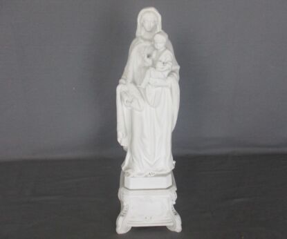 Large French Antique 1900 Bisque Statue Virgin Mary Our Lady with Infant Exquisite 14.7"