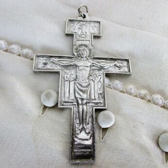 Russian Orthodox Crucifix Pendant Hanging Cross Priest Aluminium Ornate