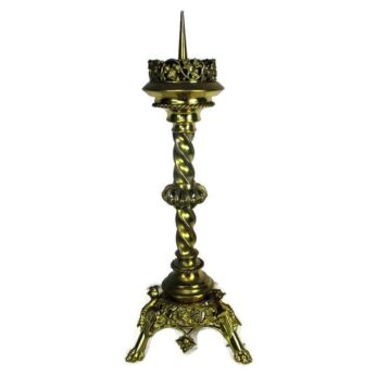 Gothic Large Candle Holder Candlestick Church Altar Brass Gargoyles Birds Dragon