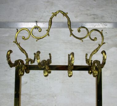 Vintage Hall Tree Coat Hat Rack Stand Brass Fish Ornate Hollywood Regency HTF