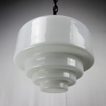 Skyscraper Art Deco Art Glass Light Pendant Shade 1920s White Gorgeous