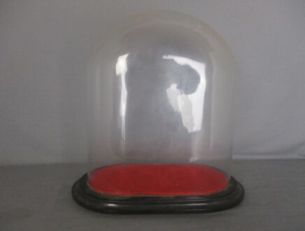 Antique Victorian Oval Hand Blown Glass Globe Dome Doll Clock 13.93"H 12.20"W