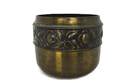 Vintage Brass Planter Jardiniere flower pot Ornate Embossed Beautiful two toned