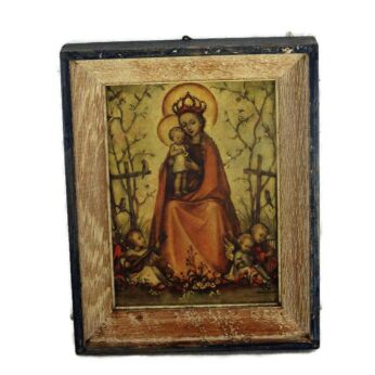 Vintage Wall Hanging Virgin Mary Infant Child Hummel Scene Lovely Small Frame