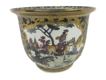 Antique Planter Flower Pot Jardiniere Sèvres Limoges Style Chinoiserie Hunters