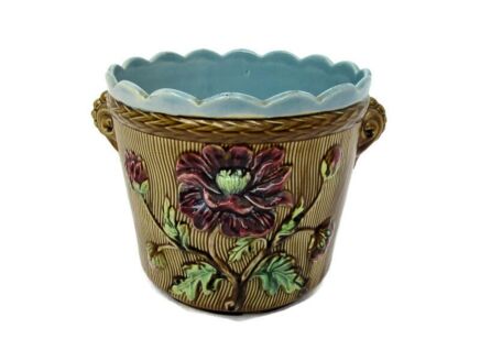 Large Planter French Pottery Faience Majolica Flowers Vintage Gorgeous