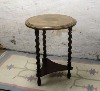 Round Barley Twist Wooden Side Occasional Wine Table Pedestal Plant Stand 21.65"