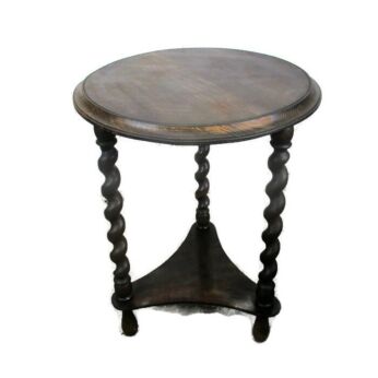 Barley Twist Wood Side Occasional Wine Table Pedestal Plant Stand 2 Tier 21.65"