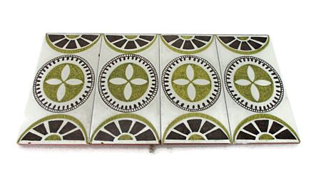 set of 4 Art Deco Large Ceramic Wall Tile Coasters Abstract Italy Ceramica d'arte
