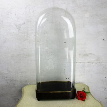 XL Antique Victorian Rectangular Square Hand Blown Glass Globe Dome HTF 25.19"