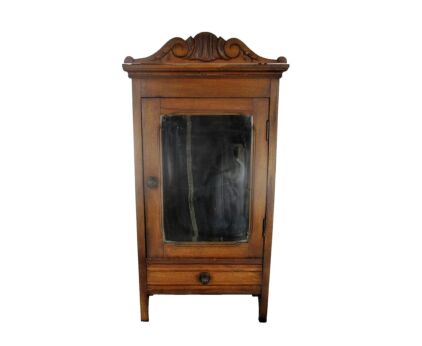 Vintage Hand Carved Wood Kitchen Apothecary Medicine Bathroom Wall Cabinet Beveled Glass Mirror