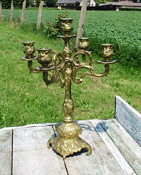 Antique Vintage Brass Ornate 5 Arm Candle Holder Candelabra brass Lovely