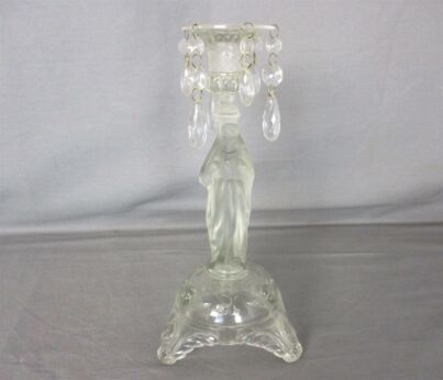Art glass Clear Candle Holder Holy Heart Virgin Mary Our Lady Madonna Angels