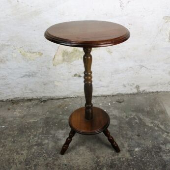 Carved Wood Side Wine Table Pedestal Plant Stand Tripod Legs Edwardian 22"