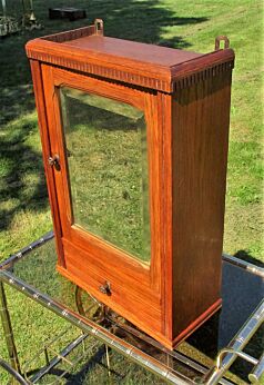 Antique Carved Wood Massive Oak medicine bathroom Cabinet Beveled Glass mirror