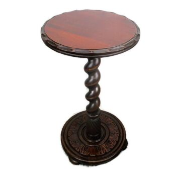 Hand Carved Wood Barley Twist Pedestal Display Side Table Plant Flower Stand 21"