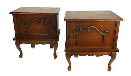 Pair Couple Vintage Nightstands End tables Dresser 50s Vanity Cabinets Louis XVI style Mid Century