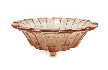 Art  Deco Bowl Dish Centerpiece Basket art Glass pink Depression Glass Beautfiful