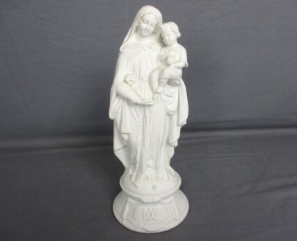 French Antique 1900 Bisque Statue Virgin Mary Our Lady Madonna Infant Jesus 10"
