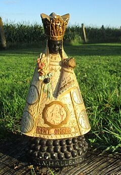 Vintage Black Madonna Van Halle Virgin Mary Chalkware Plaster 11.42"