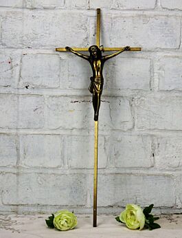 Hanging Crucifix Cross brass Gorgeous Corpus Jesus Christ 17.32"