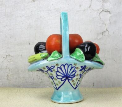 Capodimonte style Fruit Basket Porcelain Centerpiece Italy Colorful