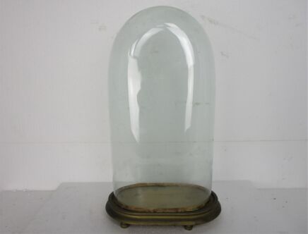 Antique Victorian Oval Hand Blown Glass Globe Dome Doll Clock 18.3" H 9.4"W