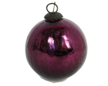 Antique Witch Witches Oval Ball Purple Glass Ornate Protection Ornament