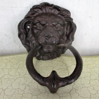Cast Iron Door Knocker Lions Head Ring Architectural Gorgeous Reclaimed 6.29"